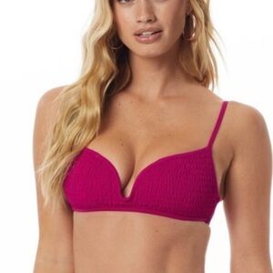 Tori Praver Smocked Bikini Phoebe Pink Top Women’s Sz M NWT
